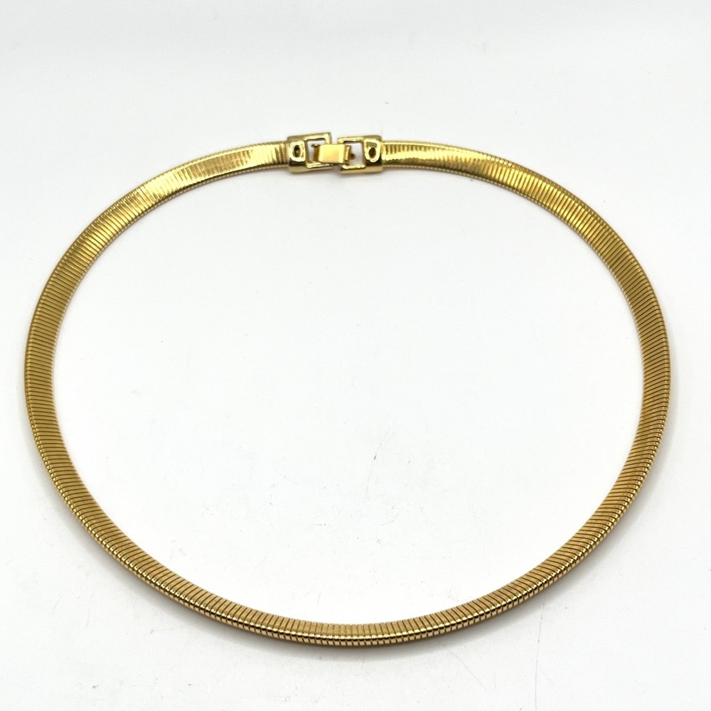 Vintage Gold Tone Omega Choker Necklace Cleopatra 80s Style 17" - Picture 7 of 10
